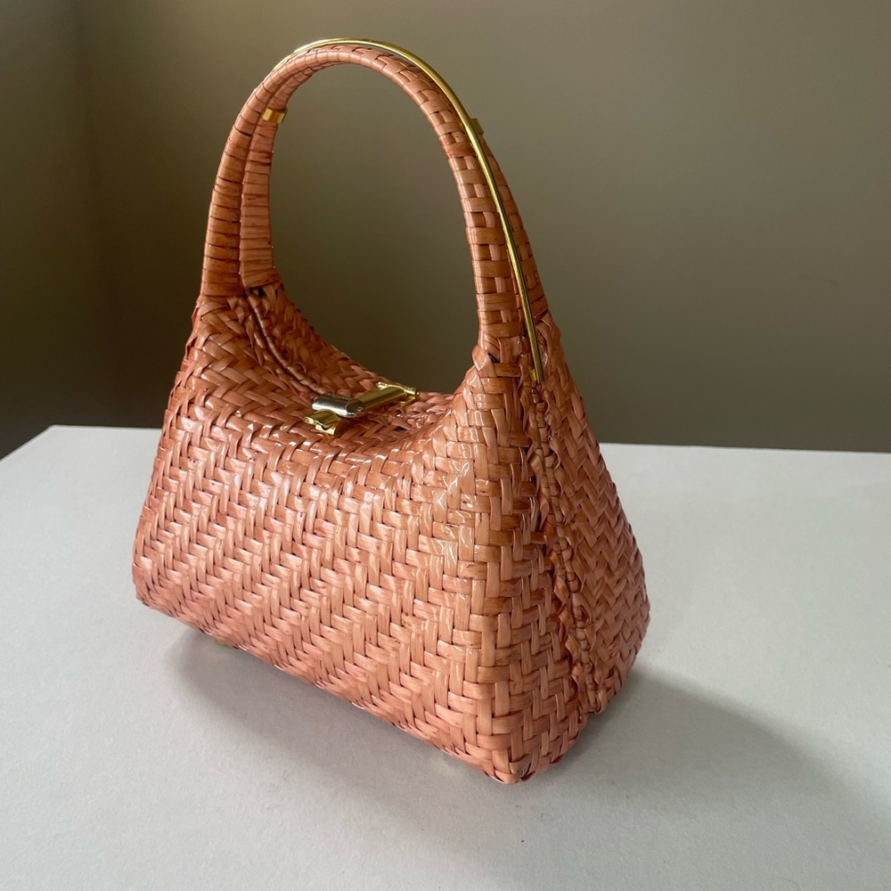 Vintage Danilo Italy Straw Intrecciato Woven Wicker Handbag